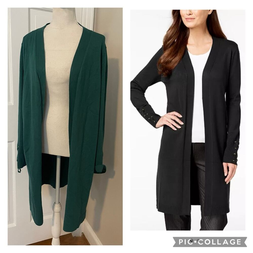 JM Collection Lace Up Sleeve Cardigan